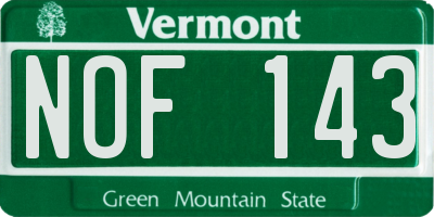 VT license plate NOF143