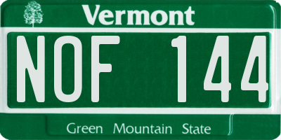 VT license plate NOF144