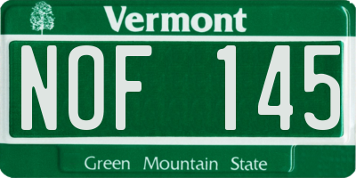 VT license plate NOF145