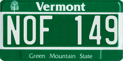 VT license plate NOF149