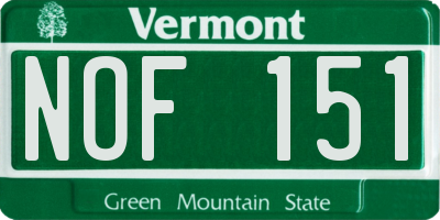 VT license plate NOF151