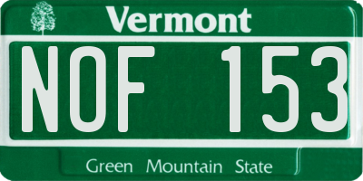 VT license plate NOF153