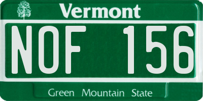 VT license plate NOF156