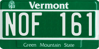 VT license plate NOF161