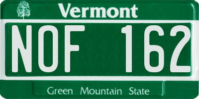 VT license plate NOF162
