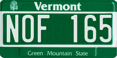 VT license plate NOF165
