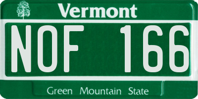 VT license plate NOF166