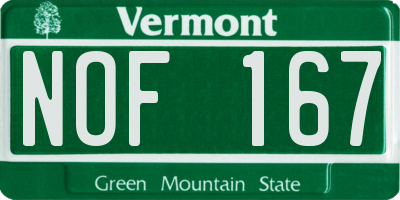 VT license plate NOF167
