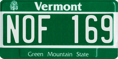 VT license plate NOF169