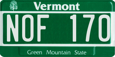 VT license plate NOF170