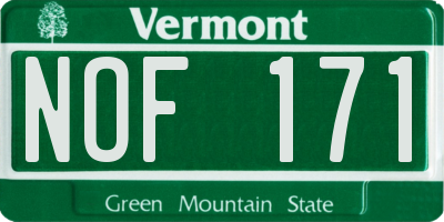 VT license plate NOF171