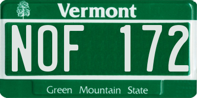 VT license plate NOF172