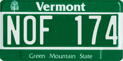 VT license plate NOF174