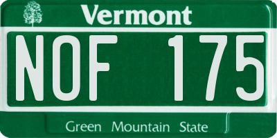 VT license plate NOF175