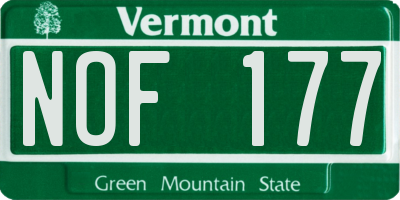 VT license plate NOF177
