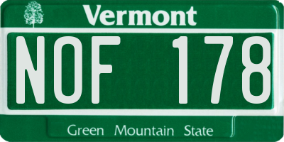 VT license plate NOF178