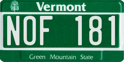 VT license plate NOF181