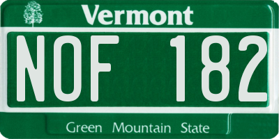 VT license plate NOF182