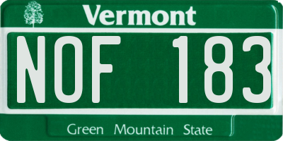 VT license plate NOF183