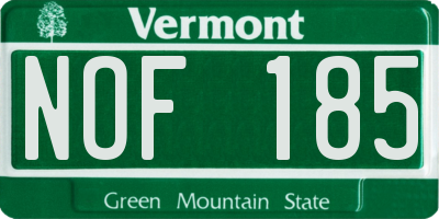 VT license plate NOF185