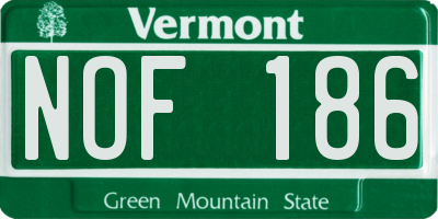 VT license plate NOF186