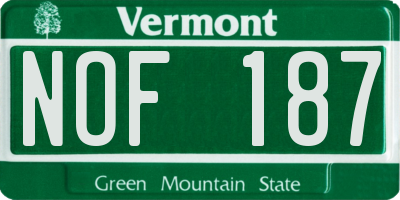VT license plate NOF187