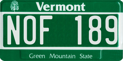 VT license plate NOF189