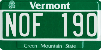 VT license plate NOF190