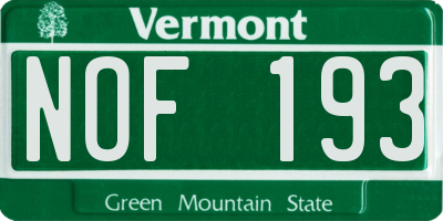 VT license plate NOF193
