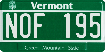 VT license plate NOF195