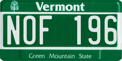 VT license plate NOF196