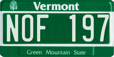 VT license plate NOF197