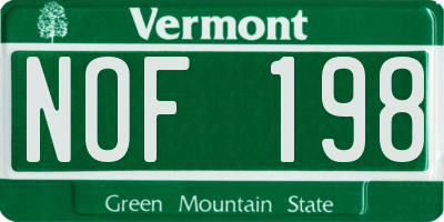 VT license plate NOF198