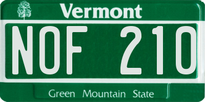 VT license plate NOF210