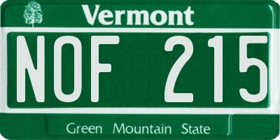 VT license plate NOF215