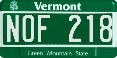 VT license plate NOF218