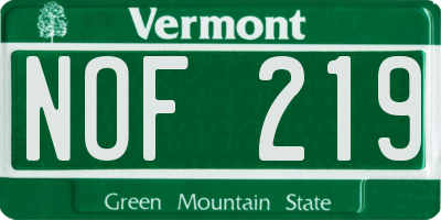 VT license plate NOF219