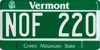 VT license plate NOF220