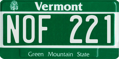 VT license plate NOF221