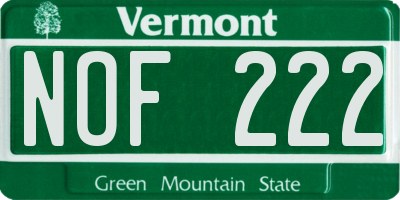 VT license plate NOF222