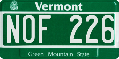 VT license plate NOF226