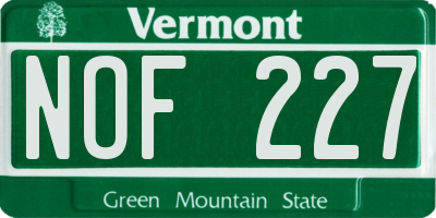 VT license plate NOF227