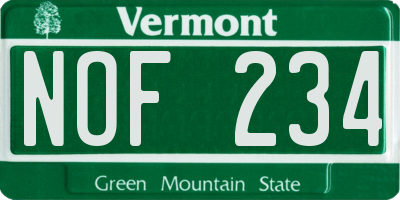 VT license plate NOF234