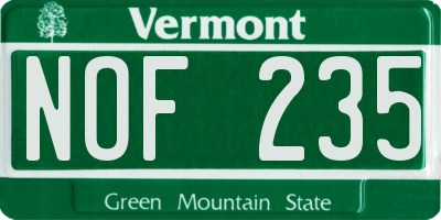 VT license plate NOF235