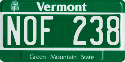 VT license plate NOF238