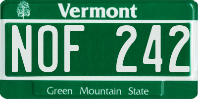 VT license plate NOF242