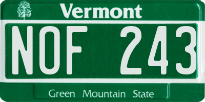 VT license plate NOF243