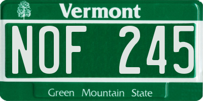 VT license plate NOF245