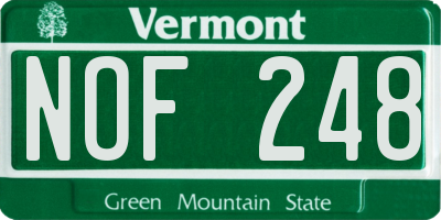 VT license plate NOF248