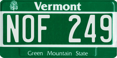 VT license plate NOF249